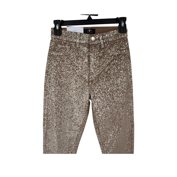 7 For All Mankind high waist ankle skinny jeans tan gold size 24 - Picture 3 of 7